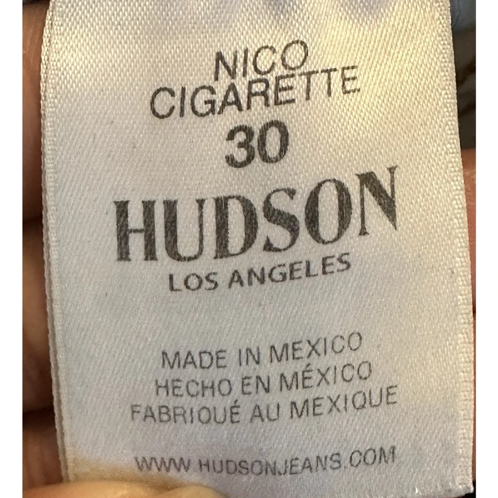 HUDSON Women 30 Jeans Split Leg Nico Mid Rise Cigarette Grommets Pintuck Lt Blue - Picture 10 of 15